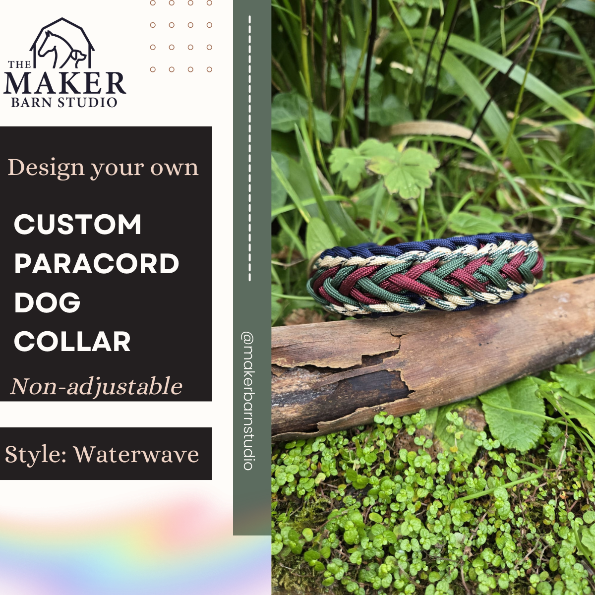Custom Waterwave dog collar (non-adjustable) - The Maker Barn Studio
