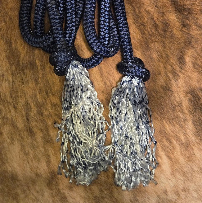 9/16" 7ft split reins, navy with burgundy and desert sand accents - Sagebrush Tack