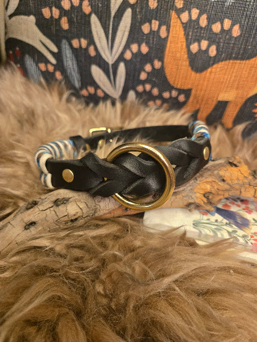 Custom leather heart braid dog collar - The Maker Barn Studio
