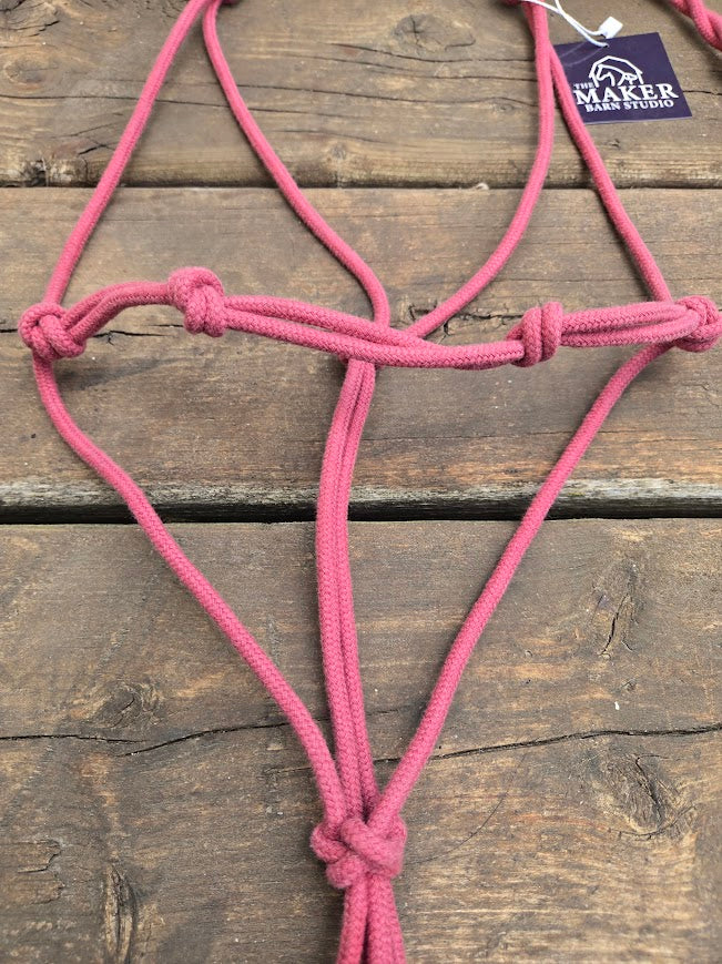 3/16" Stiff Cotton Rope Halter, 4-knot in masala red - The Maker Barn Studio