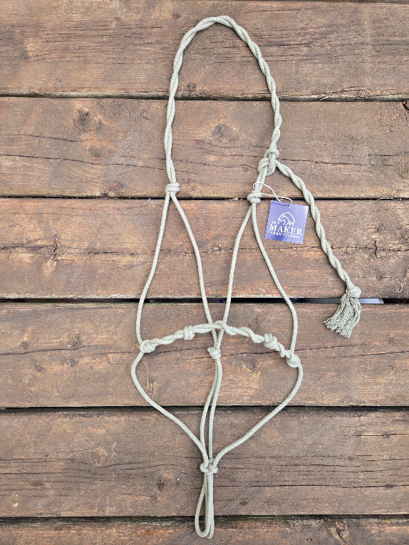 3/16" Stiff Cotton 4 Knot Rope Halter, cobblestone tan - The Maker Barn Studio