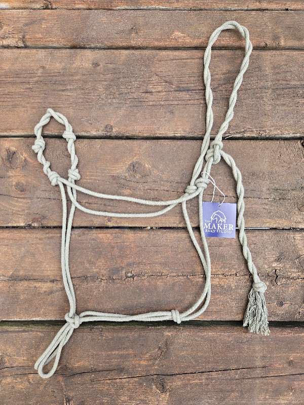 3/16" Stiff Cotton 4 Knot Rope Halter, cobblestone tan - The Maker Barn Studio