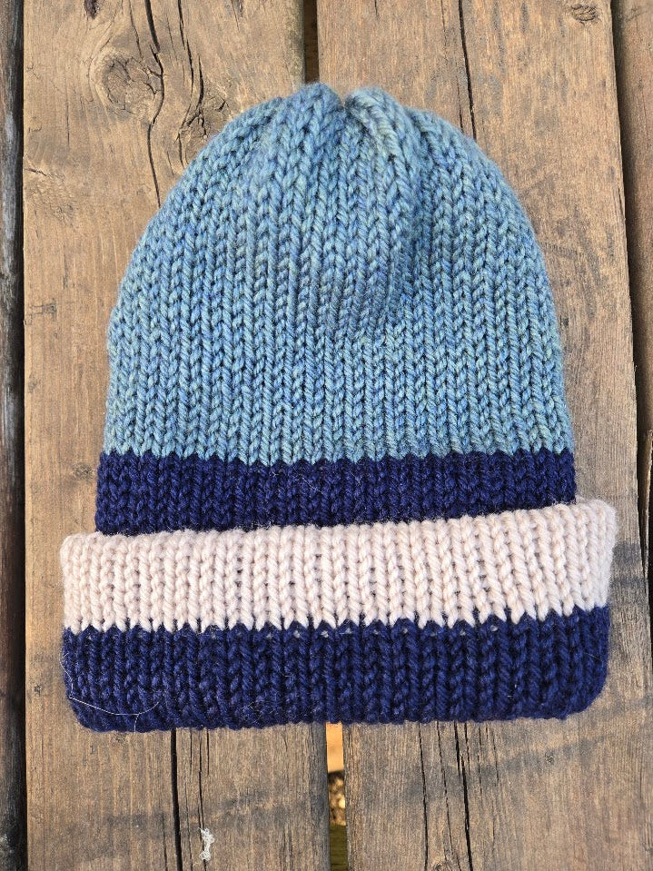 Handmade adult alpaca wool hat, double sided - The Maker Barn Studio