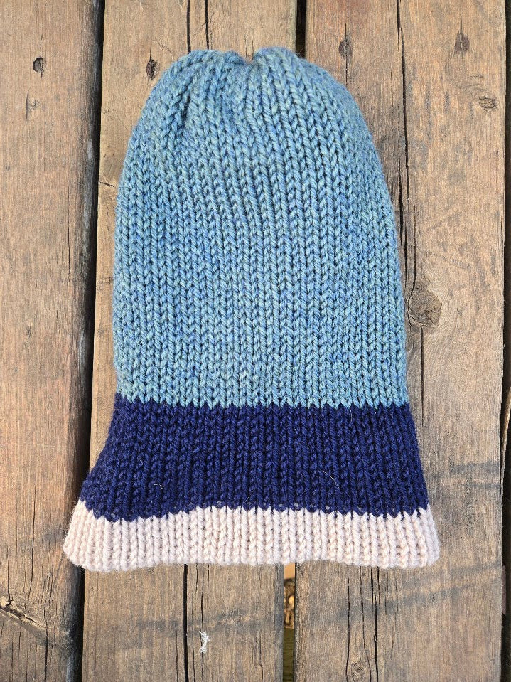 Handmade adult alpaca wool hat, double sided - The Maker Barn Studio