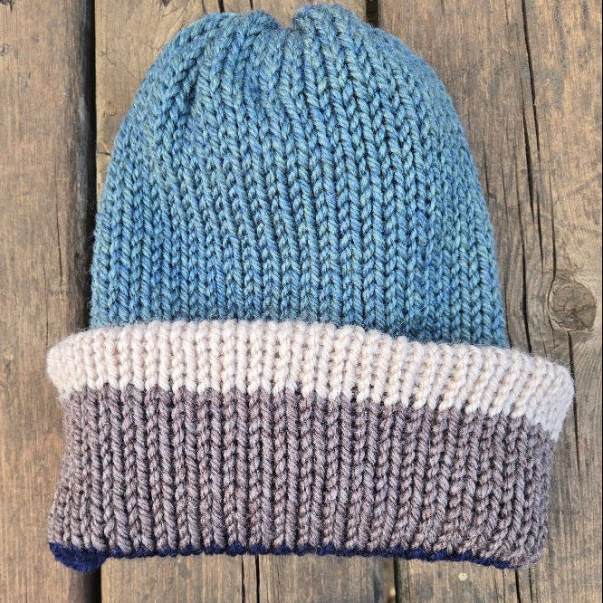 Handmade adult alpaca wool hat, double sided - The Maker Barn Studio