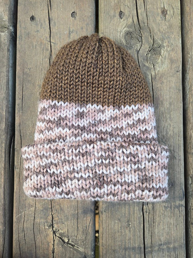 Handmade adult alpaca wool hat, double sided - The Maker Barn Studio