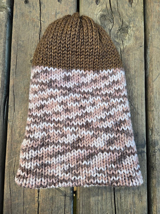 Handmade adult alpaca wool hat, double sided - The Maker Barn Studio