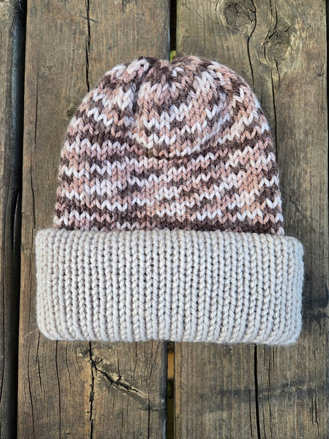 Handmade adult alpaca wool hat, double sided - The Maker Barn Studio