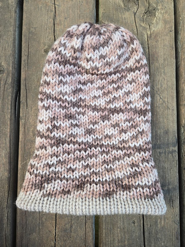 Handmade adult alpaca wool hat, double sided - The Maker Barn Studio