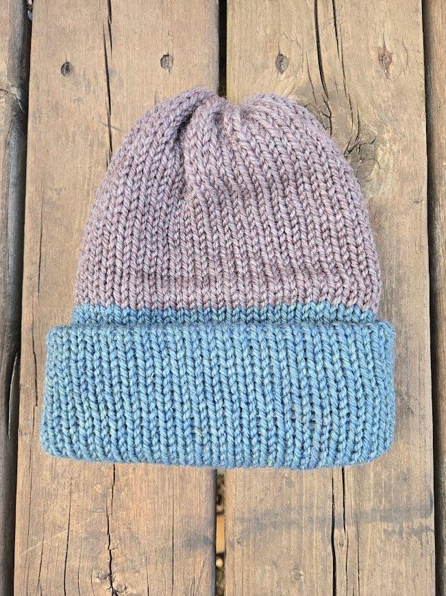 Handmade adult alpaca wool hat, double sided - The Maker Barn Studio