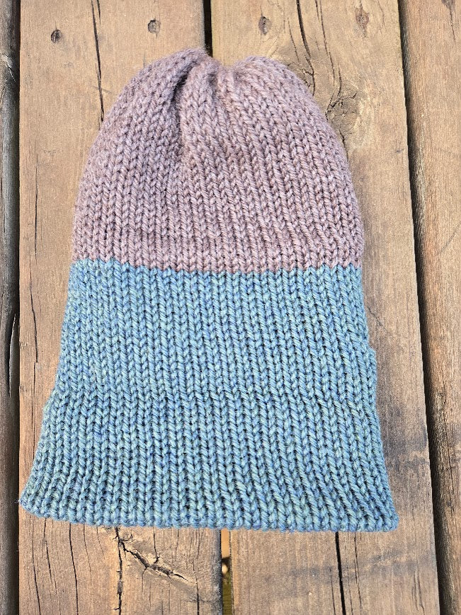 Handmade adult alpaca wool hat, double sided - The Maker Barn Studio