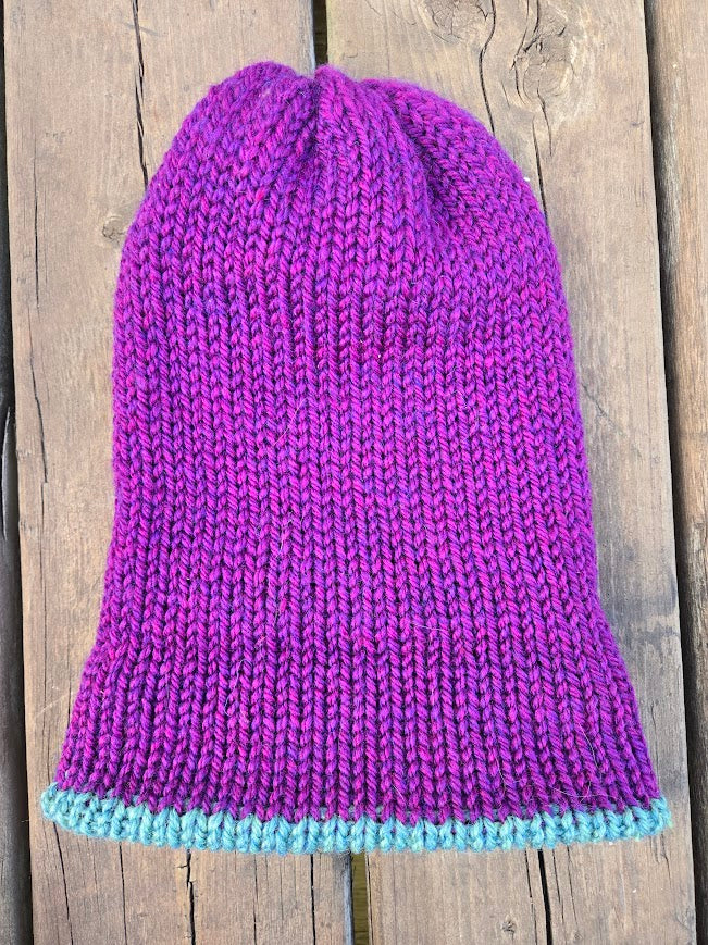 Handmade adult alpaca wool hat, double sided - The Maker Barn Studio
