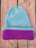 Handmade adult alpaca wool hat, double sided - The Maker Barn Studio