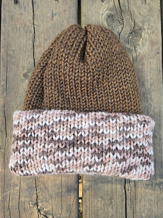 Handmade adult alpaca wool hat, double sided - The Maker Barn Studio