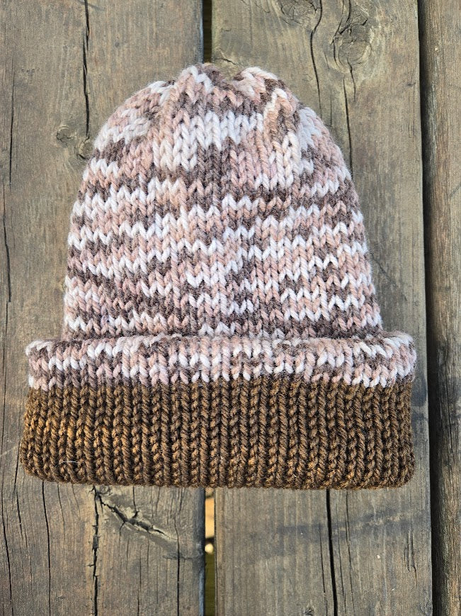 Handmade adult alpaca wool hat, double sided - The Maker Barn Studio