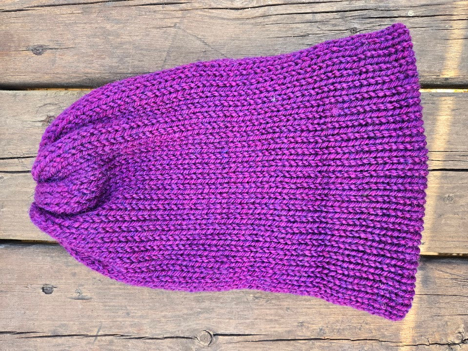 Handmade adult alpaca wool hat, double sided - The Maker Barn Studio