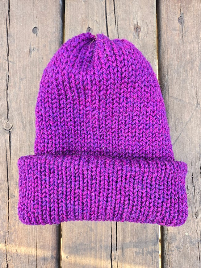 Handmade adult alpaca wool hat, double sided - The Maker Barn Studio