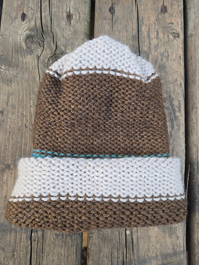 Handmade adult alpaca wool hat, double sided - The Maker Barn Studio