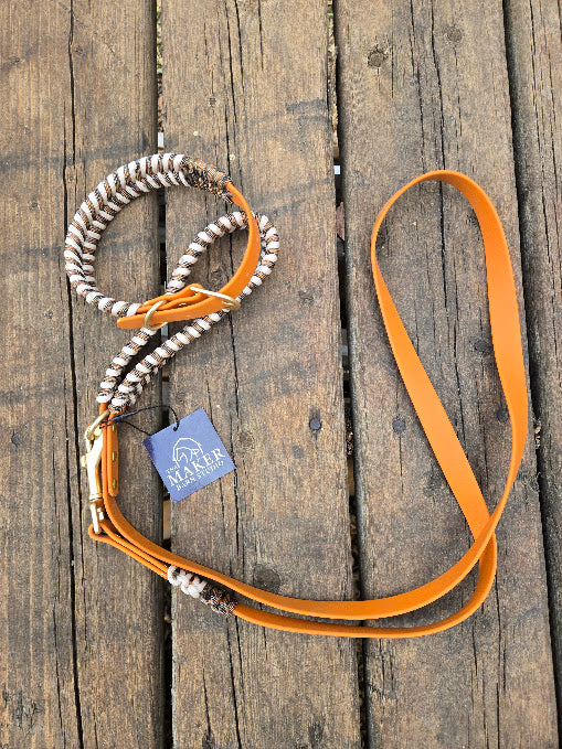"Creamsicle" handmade dog collar and leash set - The Maker Barn Studio