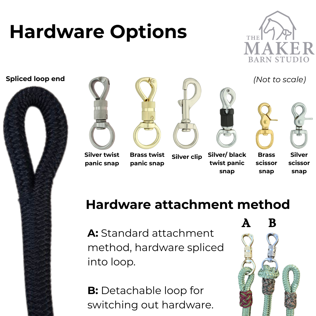 5/8" Black/ White weighted lead rope - The Maker Barn Studio