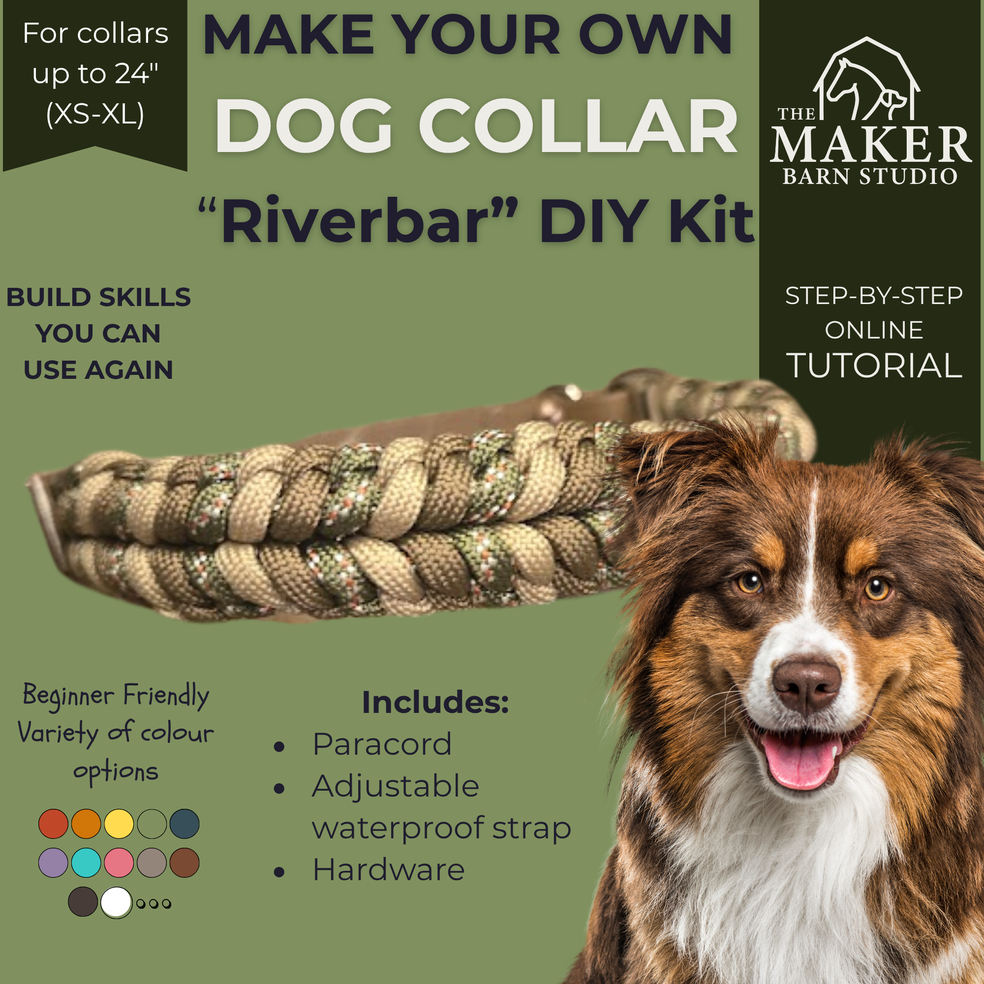DIY Riverbar Braid Dog Collar Kit | XS-XL - The Maker Barn Studio