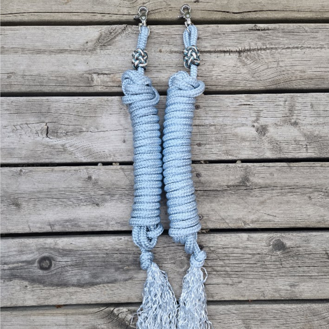 1/2" 21ft driving lines/ reins, sky blue with abyss/ cream accents - Sagebrush Tack