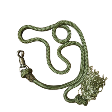 12ft 5/8" detachable moss green lead rope with brass twist panic snap - Sagebrush Tack