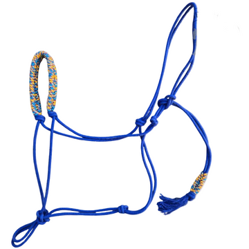 3/16" Stiff Rope Cotton Halter, Navy with Fire accents - Sagebrush Tack