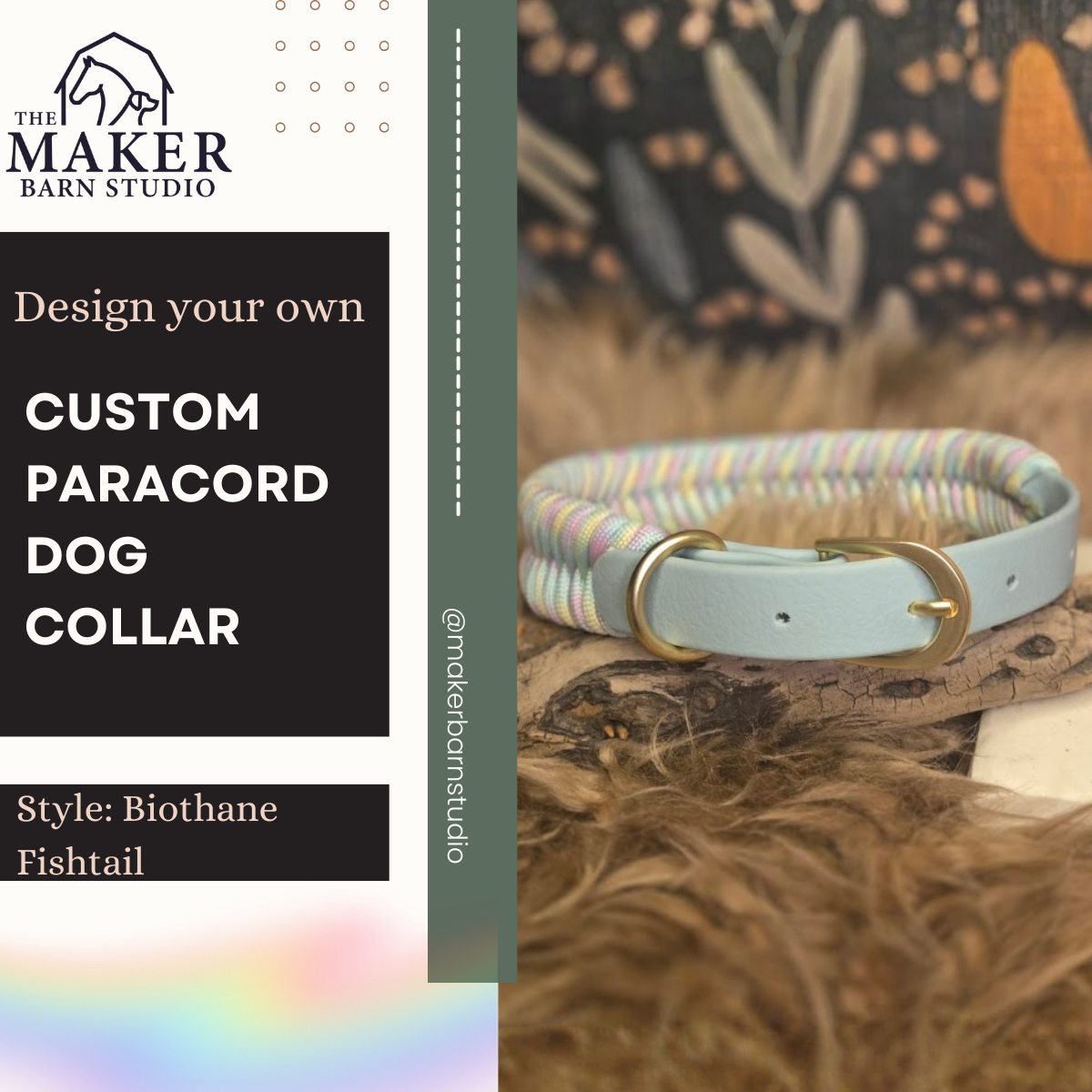 Custom biothane fishtail dog collar - The Maker Barn Studio