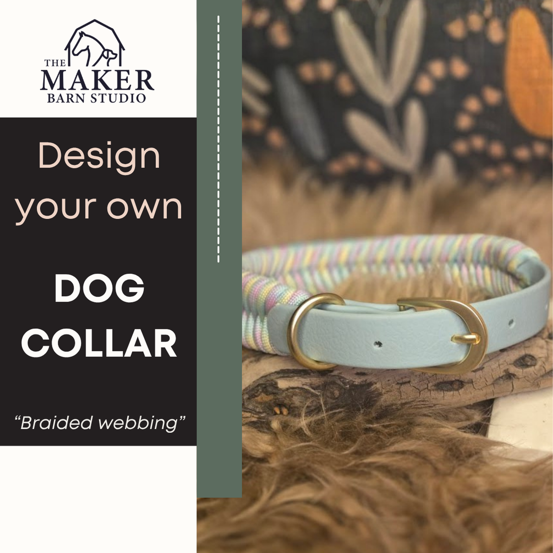 Design your own paracord braided dog collar with adjustable waterproof webbing strap