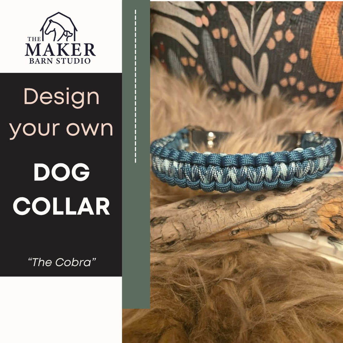 Design your own braided paracord cobra dog collar