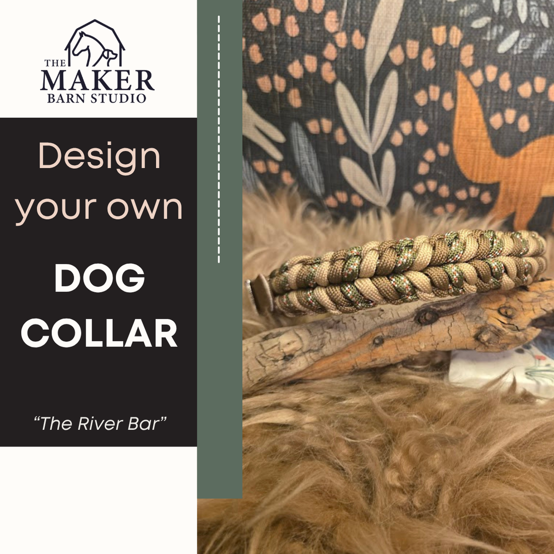 Design your own paracord braided dog collar with adjustable waterproof webbing strap