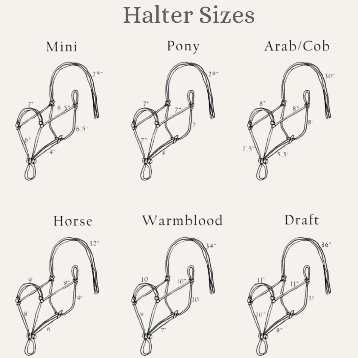 3/16" Custom semi-stiff cotton rope halter - The Maker Barn Studio