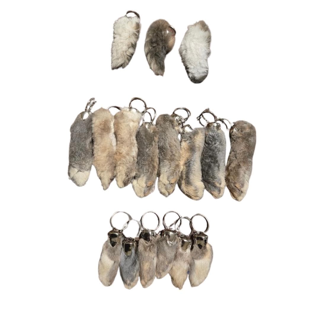Lucky rabbit foot or tail keychain, humanely raised rustic good luck gift