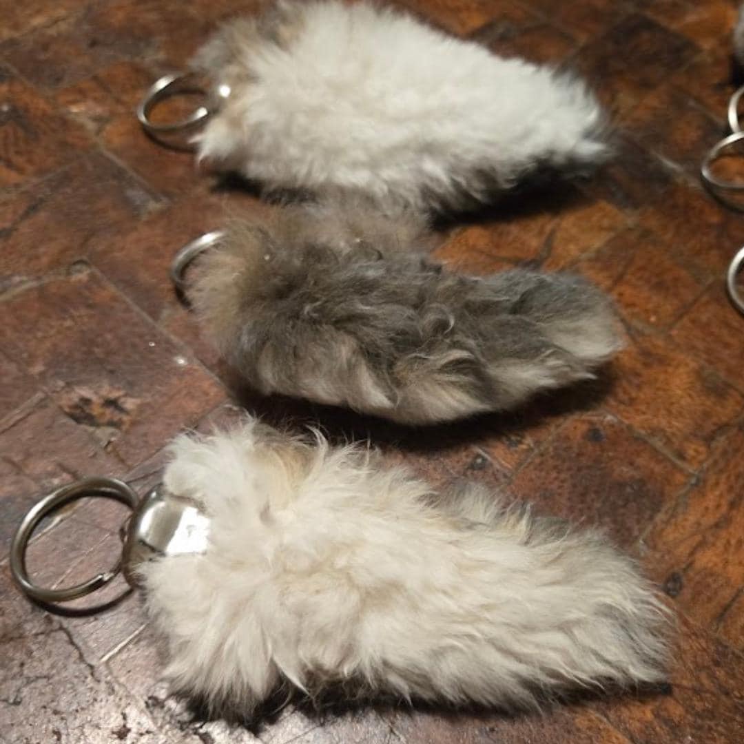 Lucky rabbit foot or tail keychain, humanely raised rustic good luck gift