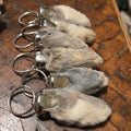 Lucky rabbit foot or tail keychain, humanely raised rustic good luck gift